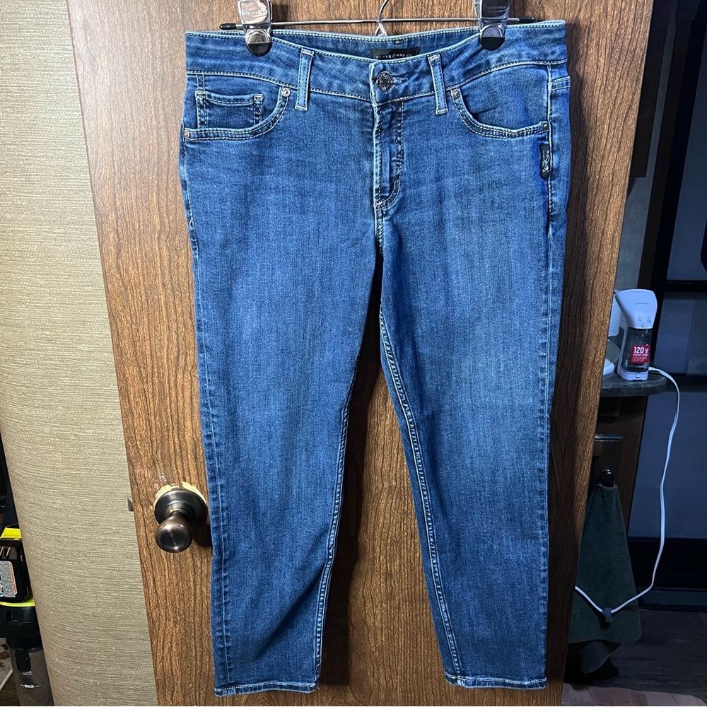 Silver jeans suki skinny crop dark wash size 30 x25 - Picture 10 of 11